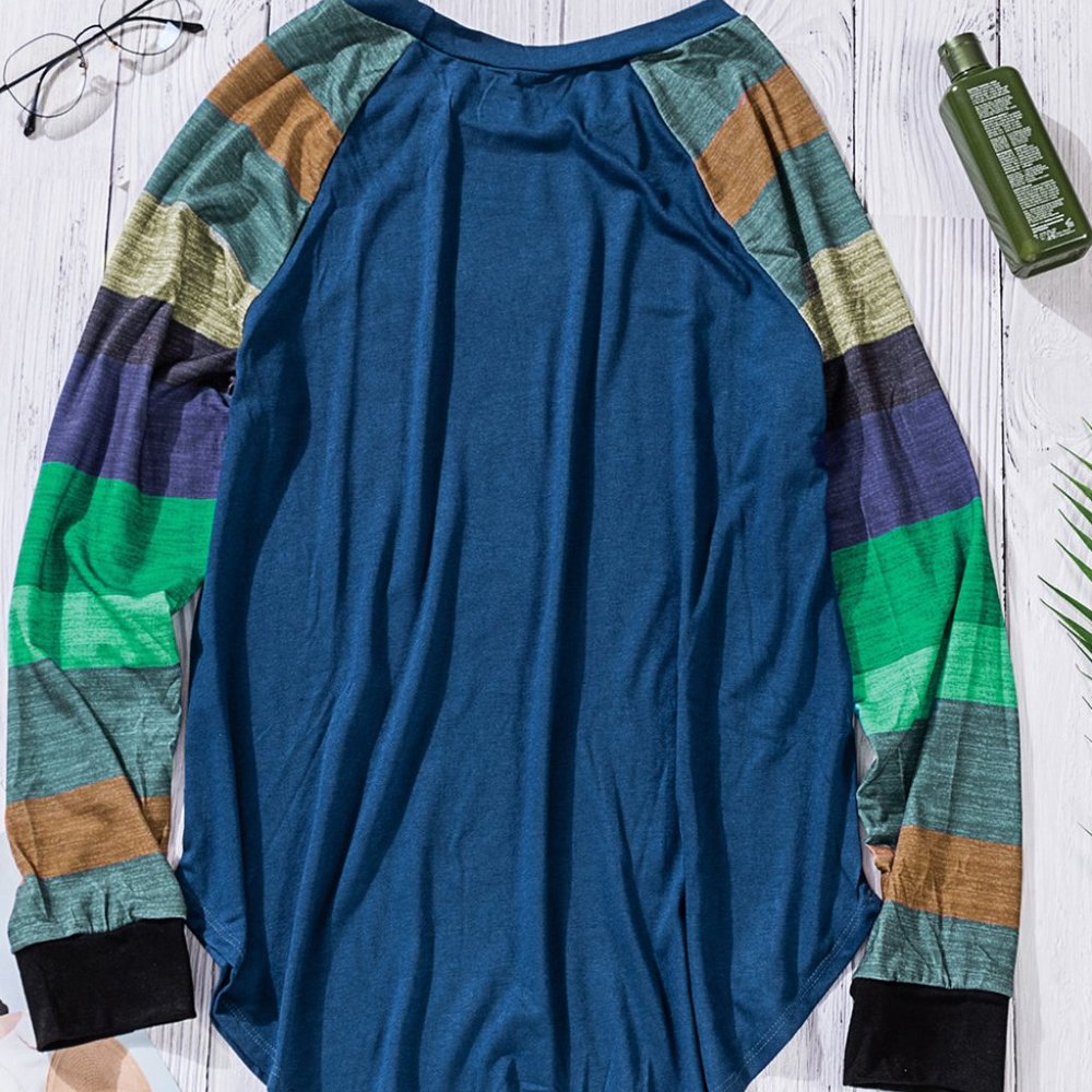 💜 New Navy Colorful Sleeves Top - Picture 5 of 9